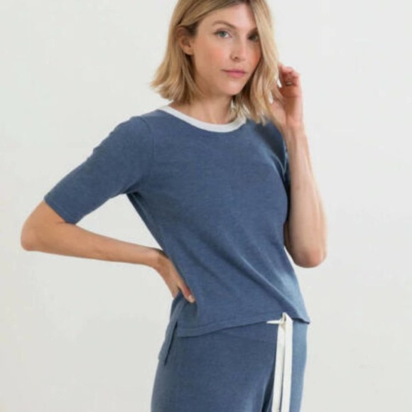 NWT MER SEA Anywear Light Short Sleeve Sweater Top Chambray Blue Gray XL H12932 - Picture 9 of 12